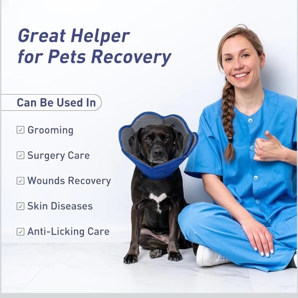 💙 AuraPaw Soft Recovery Cone – Size S – Adjustable, Breathable, Gentle for Pets - Picture 4 of 7